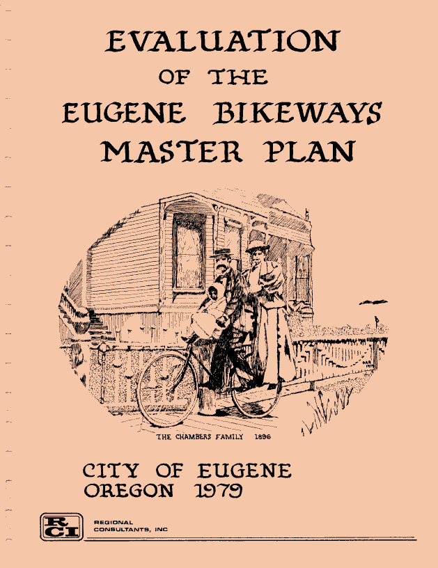 Cover of report with drawing of the Chambers family on  a bicycle, 1896 (33471 bytes)